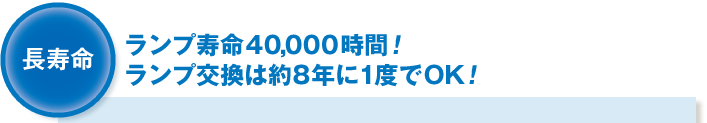 (長寿命)ランプ寿命40,000時間!ランプ交換は約8年に1度でOK!